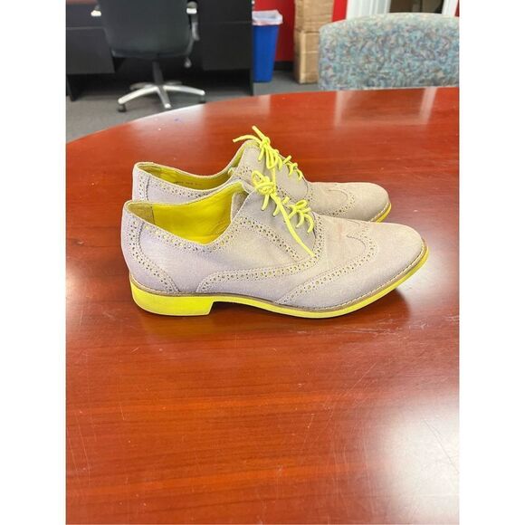 Cole Haan Tan & Yellow Suede Ladies Wing Tips sz 10 - Picture 2 of 8